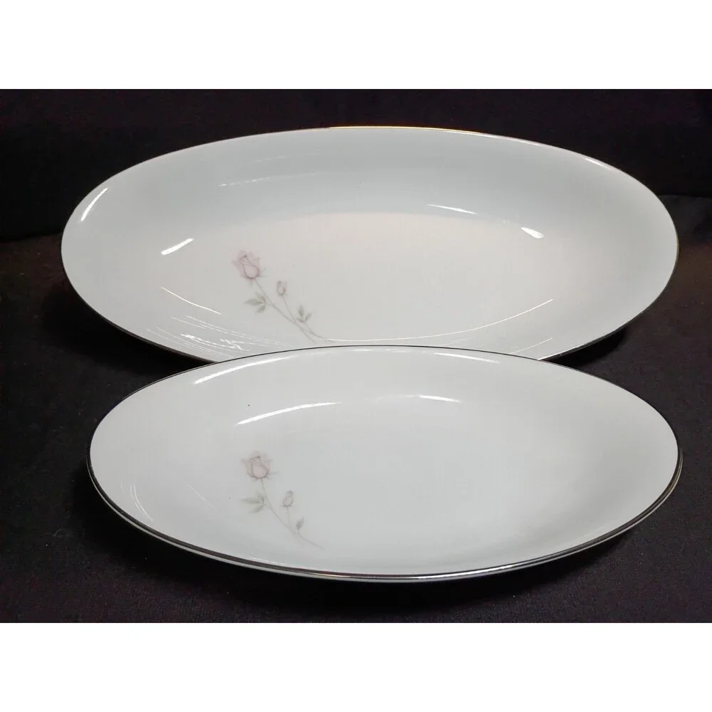 Vintage Noritake Pasadena 6311 Relish & Celery Dishes, Set of 2 - Pink Rose